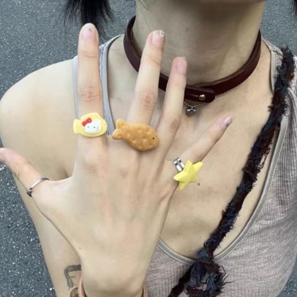 Charming Yellow and Brown Women's Ring Set